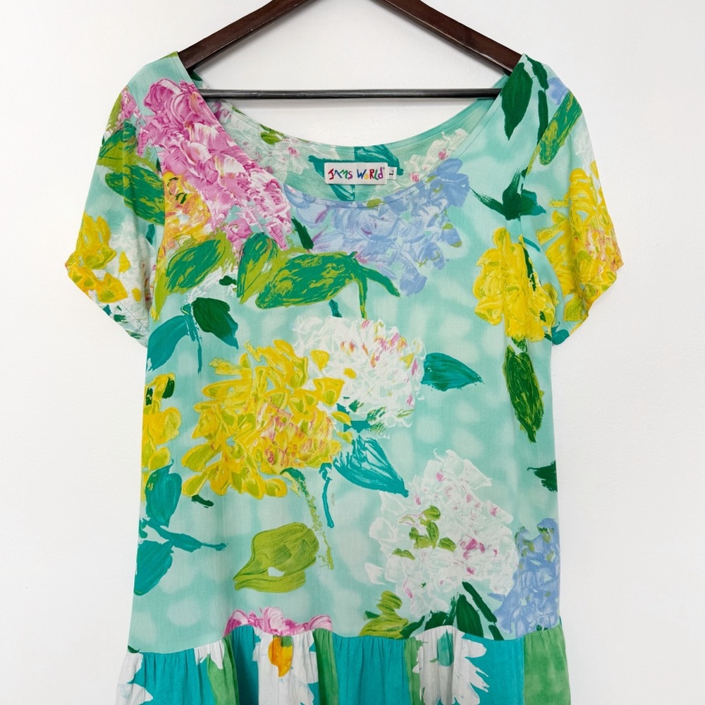 Vintage Jams World Hattie Mini Dress Hydrangeas Floral Garden Collectors - Picture 2 of 9